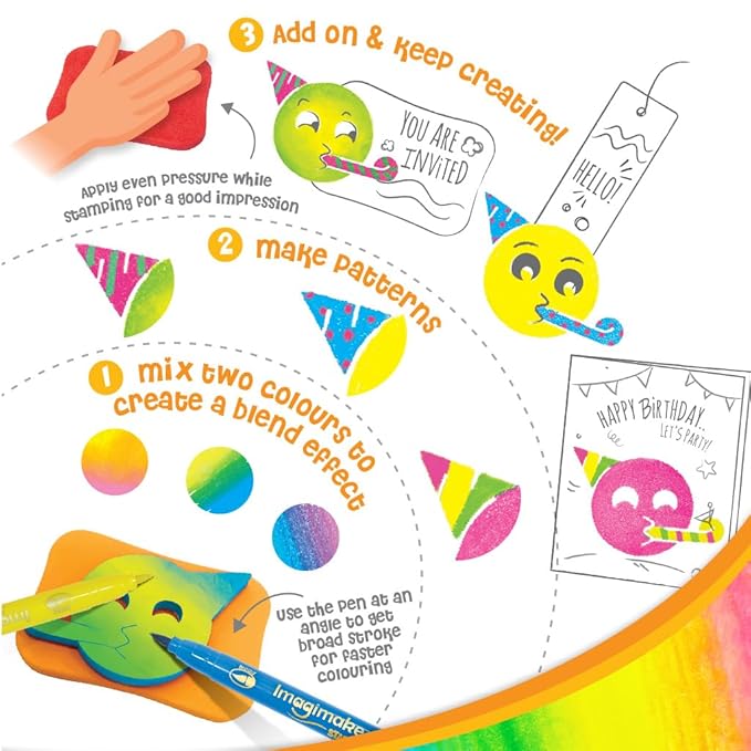Imagimake Stamp Art Smiley Coloring & Stamping Set for Girls & Boys