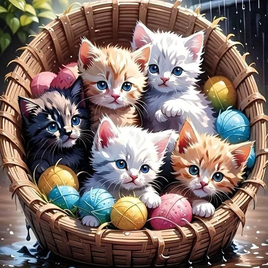 TULIP N TURTLE Cat Cotton Candies Diy Acrylic Paint By Number Kit For Beginner Number Painting Kit Diy Canvas Painting By Number Wall Decoration Diy Painting Kit ,Multi-Coloured