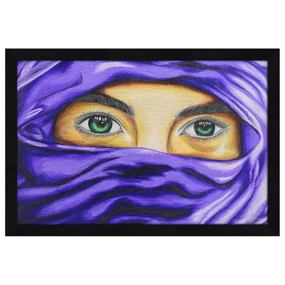 ArtX Paper Pencil Colors Mysterious Eyes Framed Wall Art Painting Set of 1