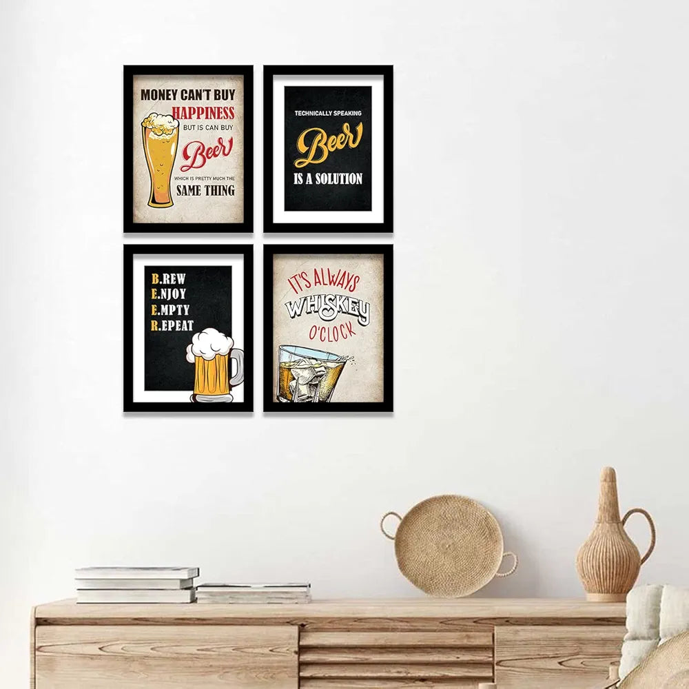 Kotart Framed Posters for Bar Kitchen Restaurant Wall Decor Bar Theme Frames Money Cant Buy Happiness E
