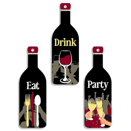 Sehaz Artworks Home Decor Items For Hall Wooden Wall Hanging Decor Eat Drink Party, 27 Cm