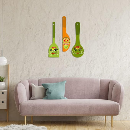 Artvibes Kathakali Wooden Wall Hanger for Home | Set of 3