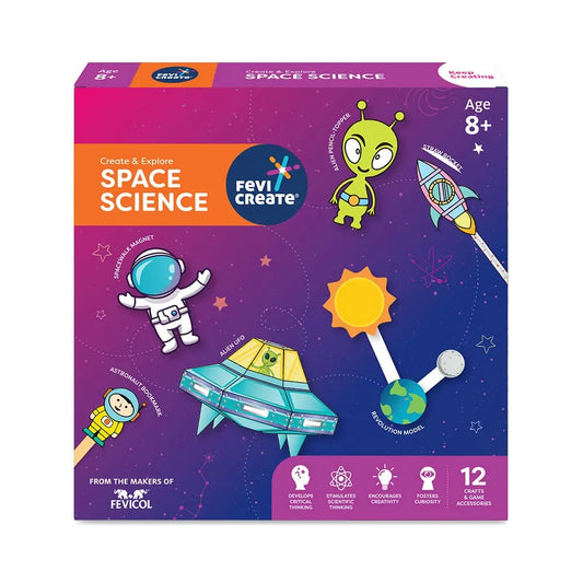Fevicreate Space Science Art & Craft Kit | 12-Space-Themed Templates to Teach your Child about Space | Screen-Free Learning & Engagement | By Fevicol | Best Gift for Kids, Boys & Girls 8+ years