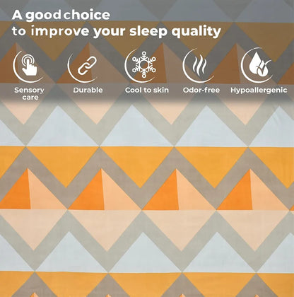 Fresh From Loom Single Bed Floral Design Microfiber Single Bedsheet Wrinkle Free 1 Pillow Covers Included 144 TC Chevron Orange