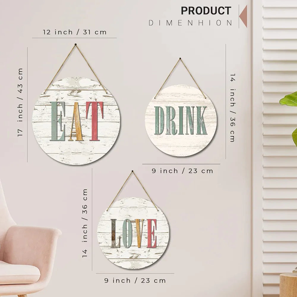 Kotart Wooden Wall Hanging Home Decor Items Eat Drink Love