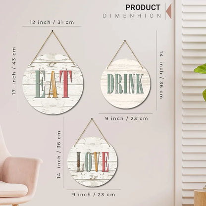 Kotart Wooden Wall Hanging Home Decor Items Eat Drink Love