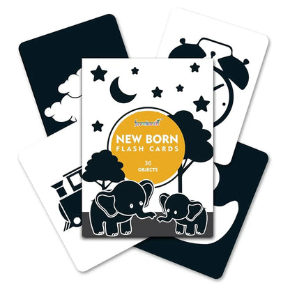 Gurukanth® Premium High Contrast New Born Anti-Glare Cards - Black & White Baby Cards | 36 Objects | Age Group: 0-1 Year | Visual Stimulation and Sensory Development for Infants