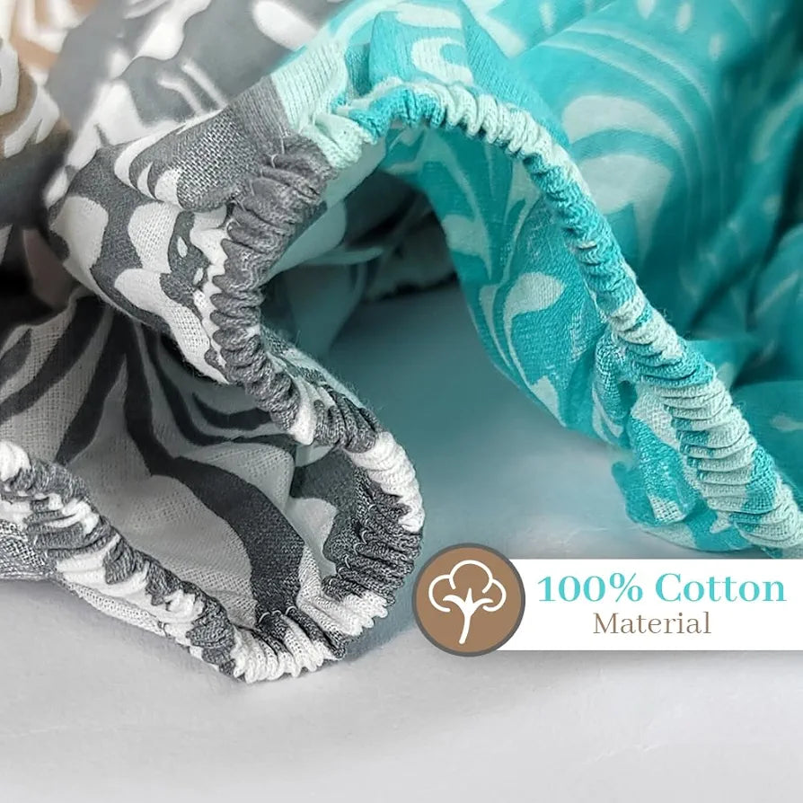 Divine Casa 144 TC 100% Cotton Floral Grey Breathable Bedsheet King Size Bed Cotton Elastic Fitted Colour Air Blue