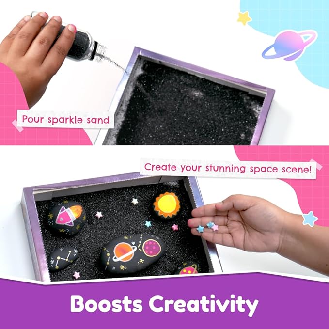 Bloomingo Art & Craft Kit - Rock Painting Kit Soar Into Space | Fun Diy Rock Painting Kit for Kids