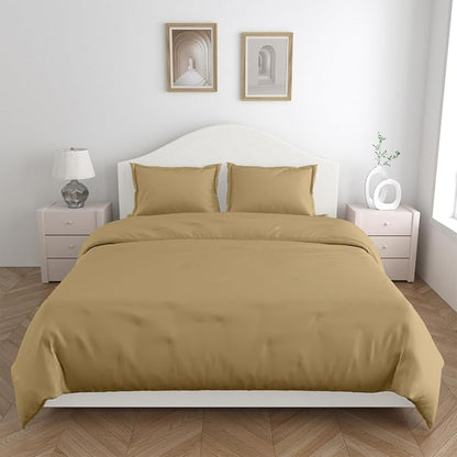 Haus & kinder Cotton Plain Solid Bedsheet for King Size 2 Pillow Covers | Colour Taupe