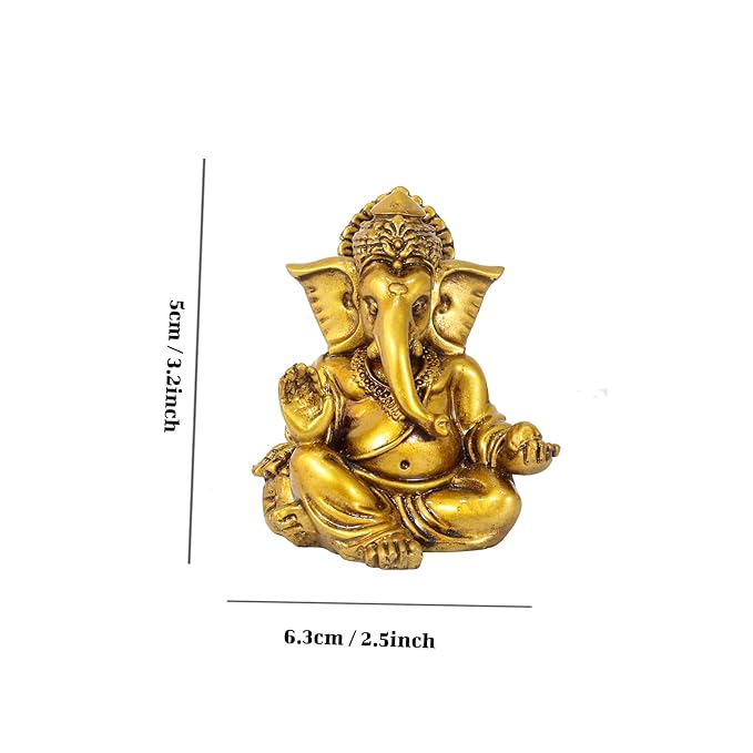 Tied Ribbons Decorative Resin Ganesh Idol for Home Decor Car Dashboard Pooja Room Living Room Office Table