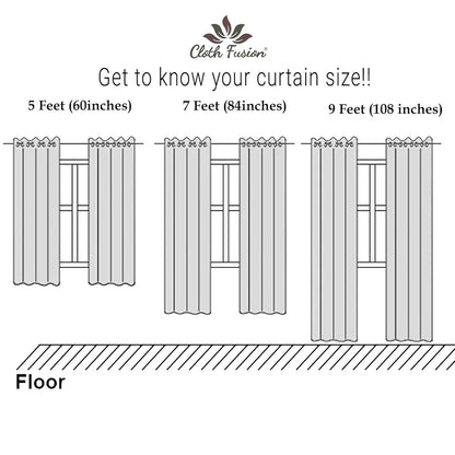 Cloth Fusion Plain Cotton Feel Sheer Window Curtains 5 Feet Long Set of 2 Semi-Transparent Cream