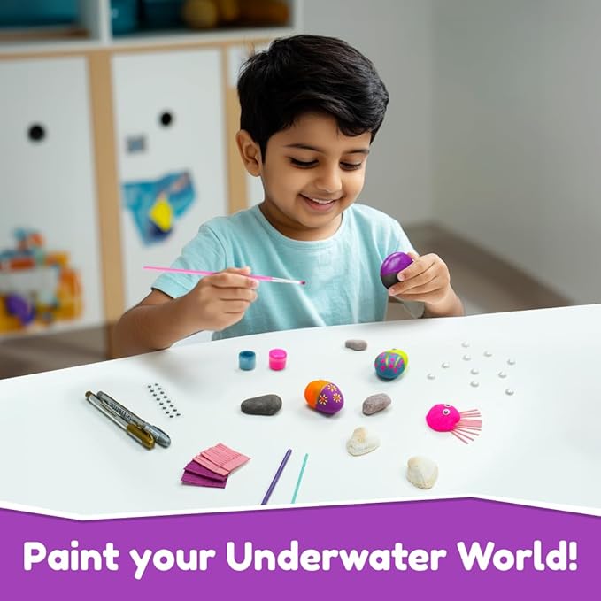 Bloomingo Art & Craft Kit - Rock Painting Kit Magical Underwater Kingdom | Fun Diy Rock Painting Kit for Kids