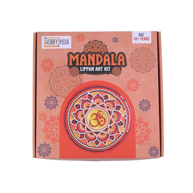 Hobby India Diy Lippan Art Mandala Painting and Craft Kit | Complete Set With Wooden Mandala Board for Adults & Kid's