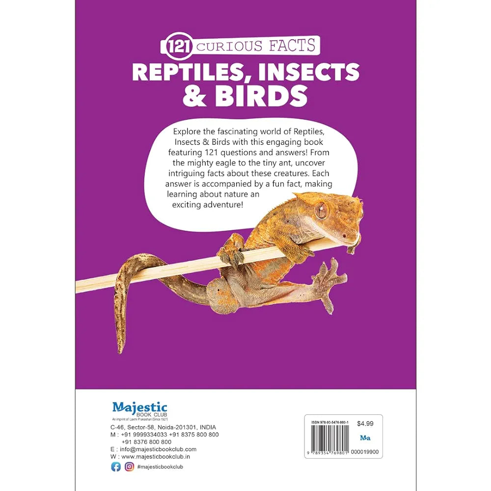 121 Reptiles, Insects & Birds Facts Book for Kids Ages 8+ | Educational Paperback with Colourful Images & Bold Text | 121 Curious Facts for All Ages by Majestic Book Club