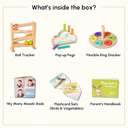 Curious Cub Montessori Learning Wooden Toys Box 6 | Problem Solving, Builds Hand-eye Coordination | Brain Development Activities