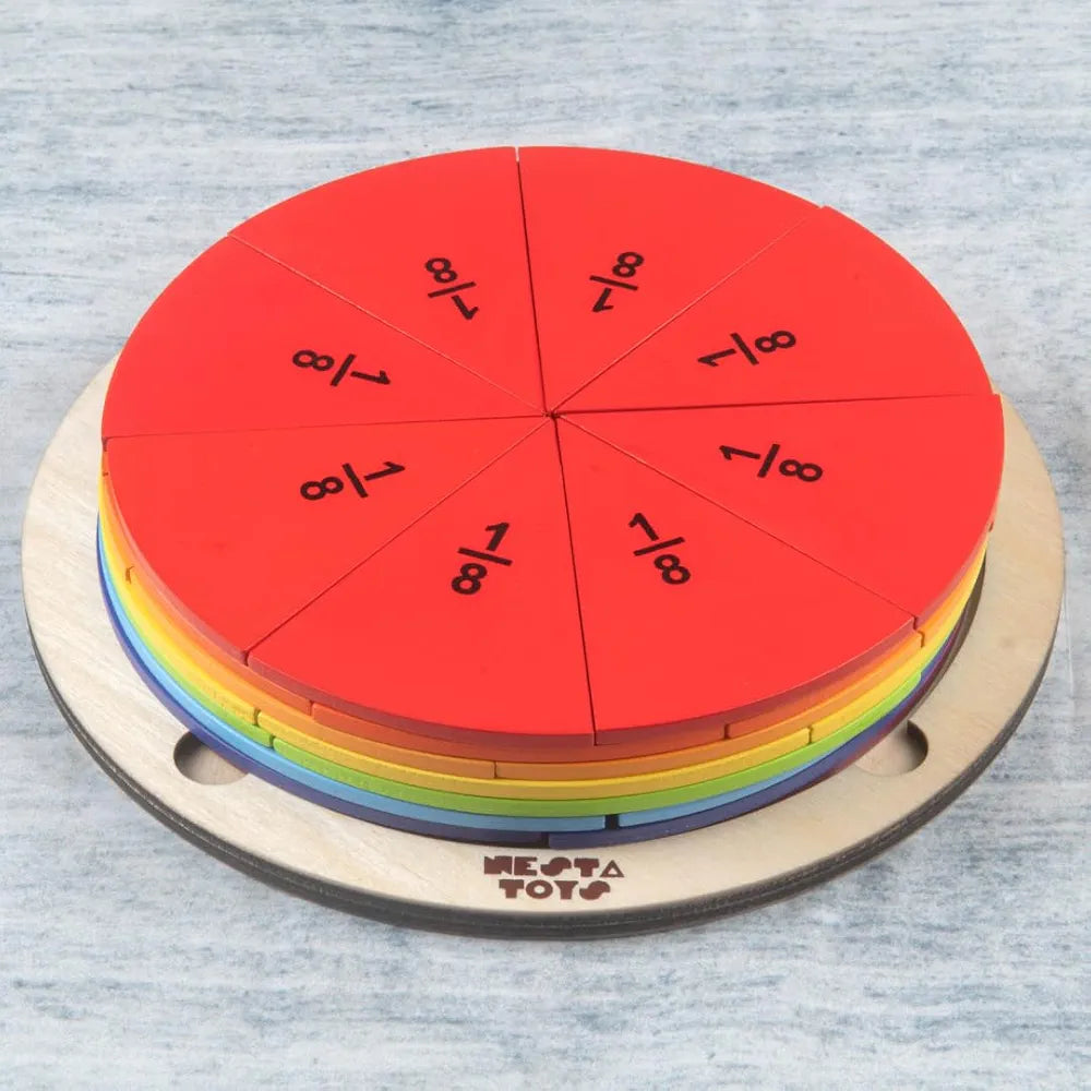 NESTA TOYS Montessori Learning Wooden Puzzle | Wooden Fraction Puzzle Toy  | Montessori Math | Educational Toys for Ages 4 5 6 7 8