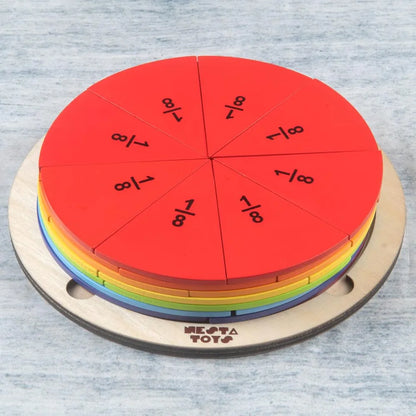 NESTA TOYS Montessori Learning Wooden Puzzle | Wooden Fraction Puzzle Toy  | Montessori Math | Educational Toys for Ages 4 5 6 7 8