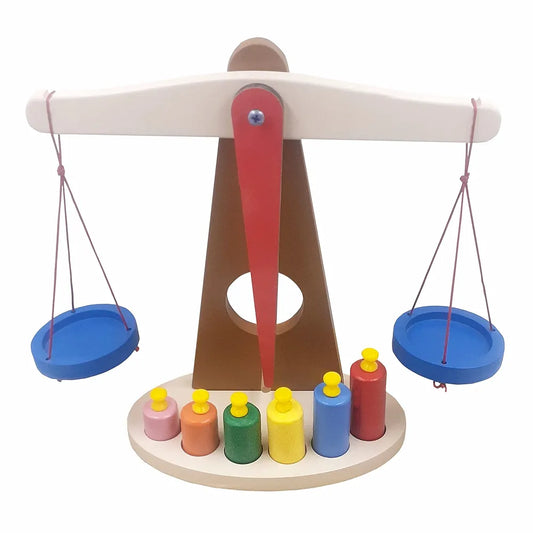 Tantrums Wooden Weighing Balance Toy for Colorful Weights Pre-School Learning Game | Pan Balance Scale for Kids | Education Puzzle Learning Aid for Kids 