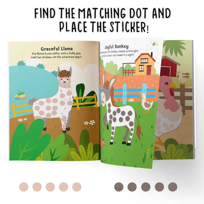 Farm Animals Dotted Fun Sticker Book for Kids Age 2+ I 800+ Dotted Stickers I 16 Pages + 4 Sticker Sheets I Fun Preschool Activity Book By Majestic Book Club