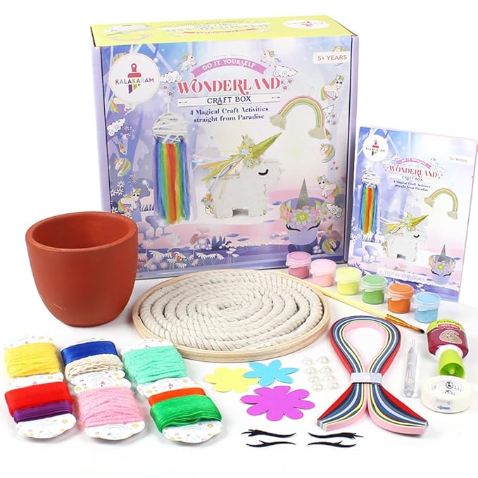Kalakaram Wonderland Craft Box | Create 4 Wonderful Crafts With This Kit, for Kids Aged 5 and More | Diy Art and Craft Kit