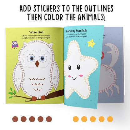 2000 Dotted Colouring Fun I Animals & Birds Colouring Sticker Book for Kids Age 4+ I Packed with 2000 Stickers I 16 Pages + 4 Sticker Sheets I Fun Preschool Activity Book by Majestic Book Club