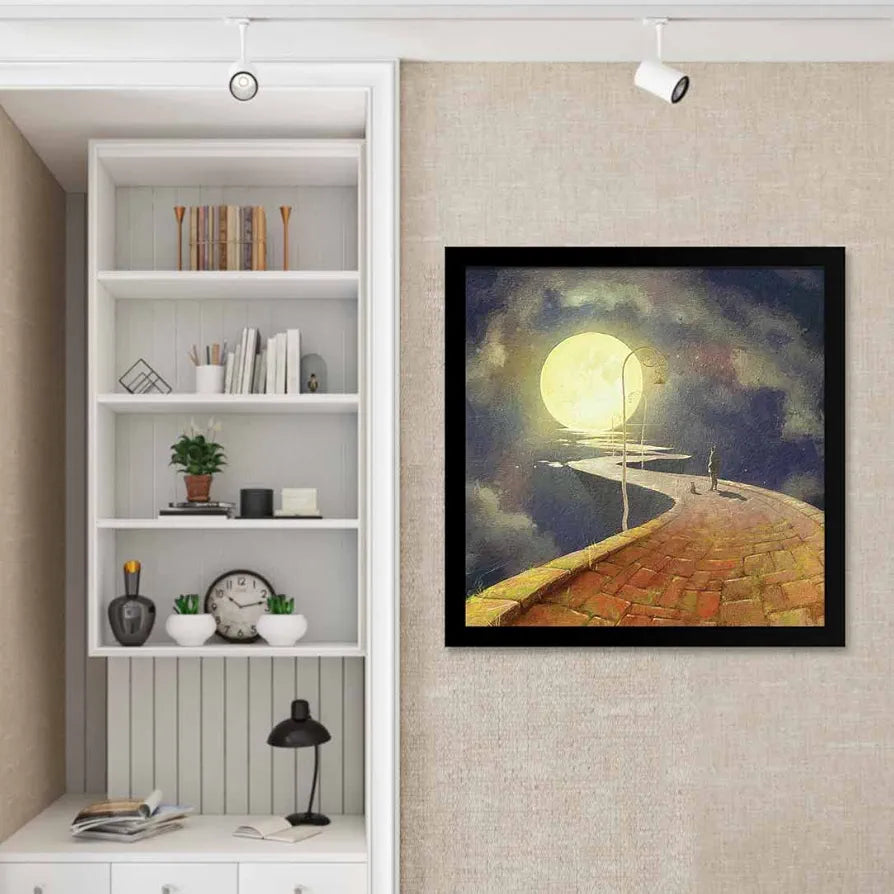 ArtX Way To Moon Big Canvas Painting For Bedroom Living Room
