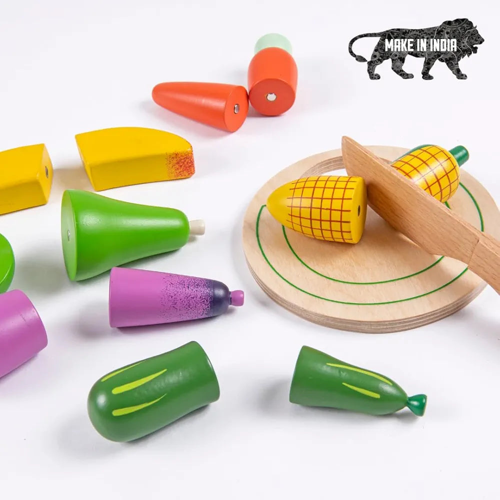 NESTA TOYS - Wooden Vegetable and Fruit Toy Set | Pretend Play Food | Kitchen Set Toy 