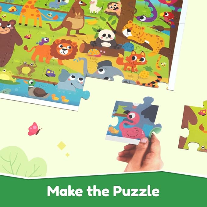 Bloomingo Search and Find Puzzle Kit | Jaunty Jungle - Discover Hidden Jungle Animals | Discovery Cards & Solution Sheet