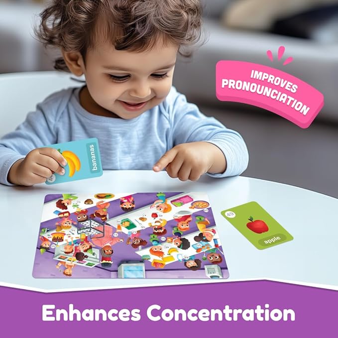 Bloomingo Learning Kit | First Words - School Edition - Fun Board Puzzles With Number & Imagematching Flashcards