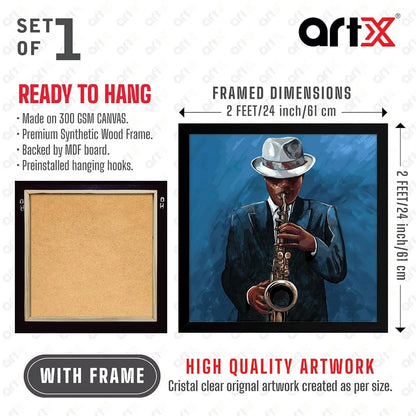 ArtX Musical instrument Man Play Saxophone Big Canvas Painting