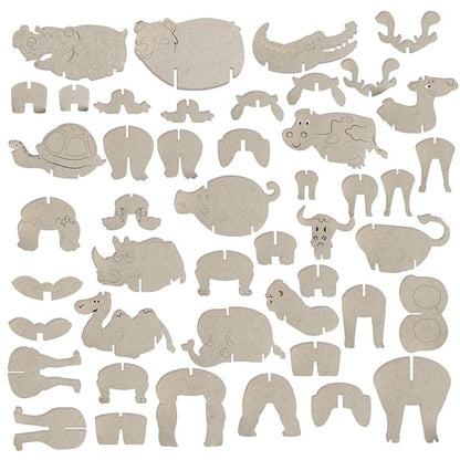 Mini Leaves 3D Animals Puzzles for Kids 12 Count | Wooden DIY Animals Puzzle Toy Set | 12 Different Shapes 3D Puzzles