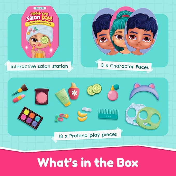Bloomingo Pretend Play Kit Yippie Day Salon Day | Fun Beauty Salon Set for Kids | Set Up Your Own Salon Be a Stylist