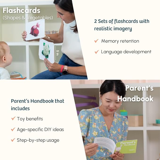 Curious Cub Baby Montessori Learning Wooden Box 4 | Builds Hand-eye Coordination & Language Skills