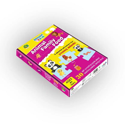The Book Tree Animal Family and Food Puzzle for Kids | 30 Self-Correcting Pieces | Educational Montessori Game to Learn Animal Names, Their Babies & Food | Preschool Toy for Ages 3+