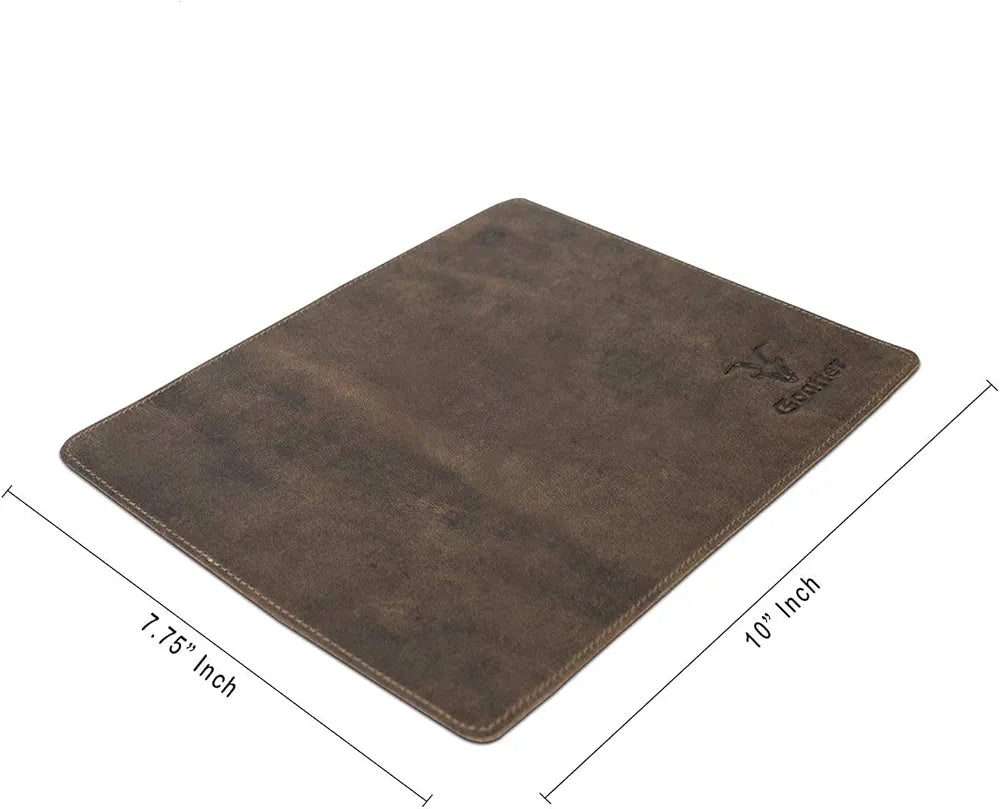 Goatter Hunter Leather Mouse Pad, Dark Brown,Standard Size