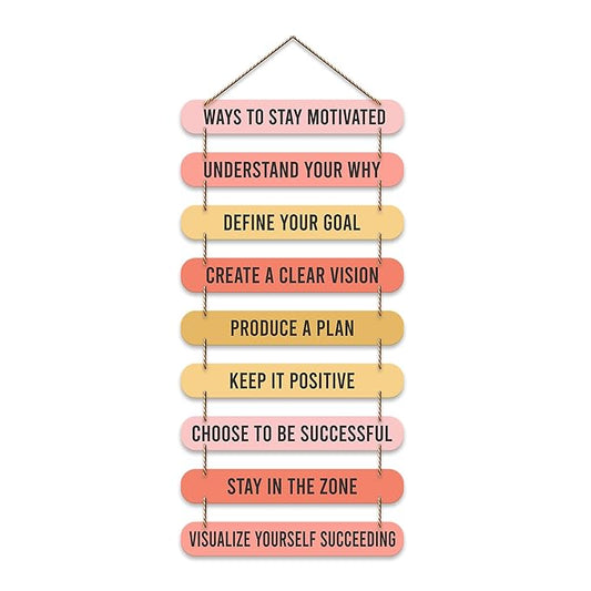 Artvibes Ways to Stay Motivated Quotes Mdf Wooden Wall Hanging for Home Livingroom Art Item