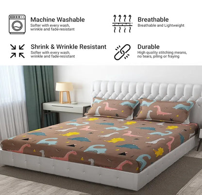Fresh From Loom Bedsheet for Kids with 2 Pillow Cover Soft Skin Friendly Anti Fade 144 TC Rosy