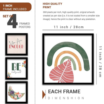 Kotart You are Enough Wall Painting with Frame for Room Set of 4