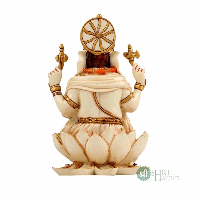 Indicast Resin 8" Inch Lord Ganesha on Base Gold Painting Surya Hindu God Ganesh Ganpati Idol Figurine | Home Decoration and Pooja Gifting