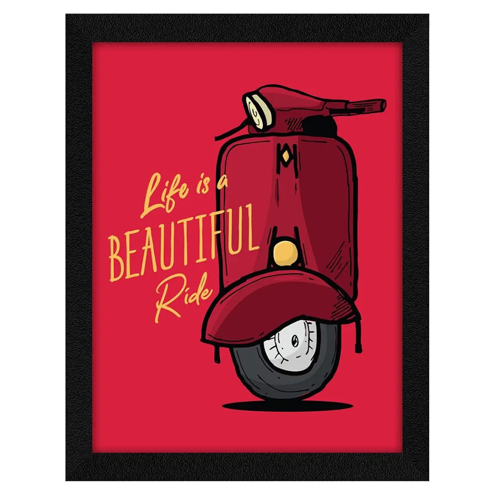 ArtX Paper Motivational Quote Life is a Beautiful Ride Wall Frame Art Painting