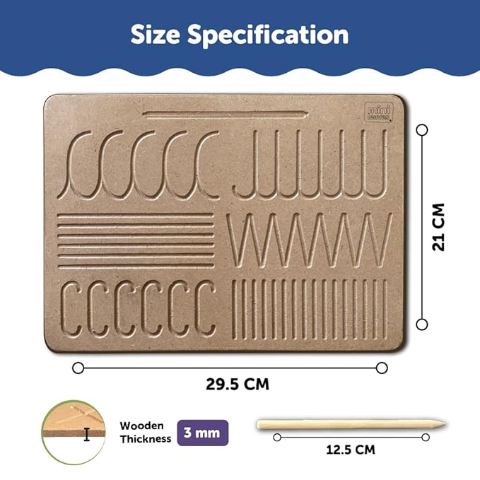 Mini Leaves Wooden Pattern Tracing Board | Beginner Tracing Board for Kids 2+ Years | Hand Writing Practise Board