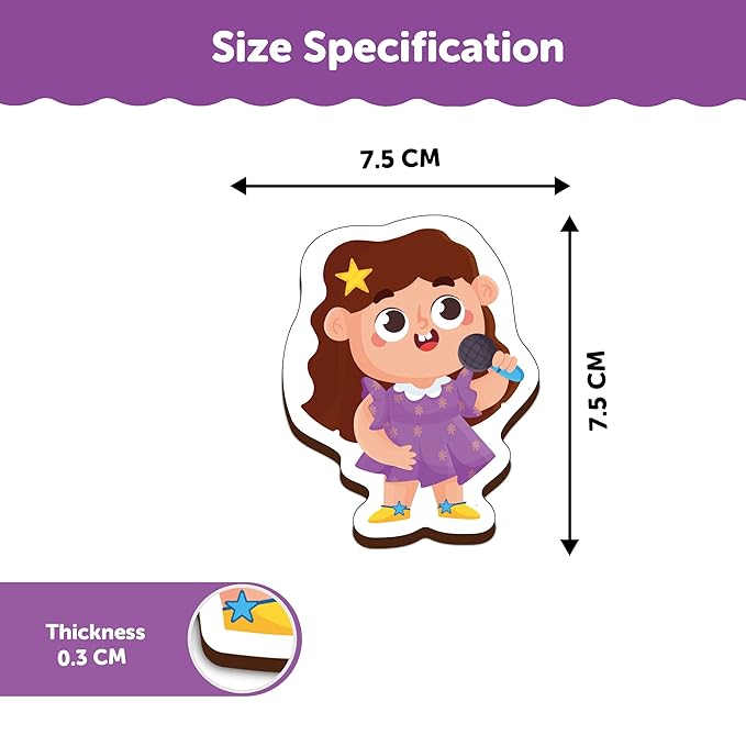 Mini Leaves Professions Outfit Wooden Fridge Magnets Magnetic Cut Outs Multicolor | Set of 10