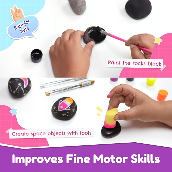Bloomingo Art & Craft Kit - Rock Painting Kit Soar Into Space | Fun Diy Rock Painting Kit for Kids