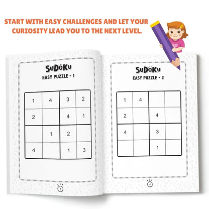 500+ Sudoku Puzzle Book Set for Kids Ages 4+ | 4-Book Pack with Solutions | Fun Brain Games for Logic & Problem-Solving by Majestic Book Club