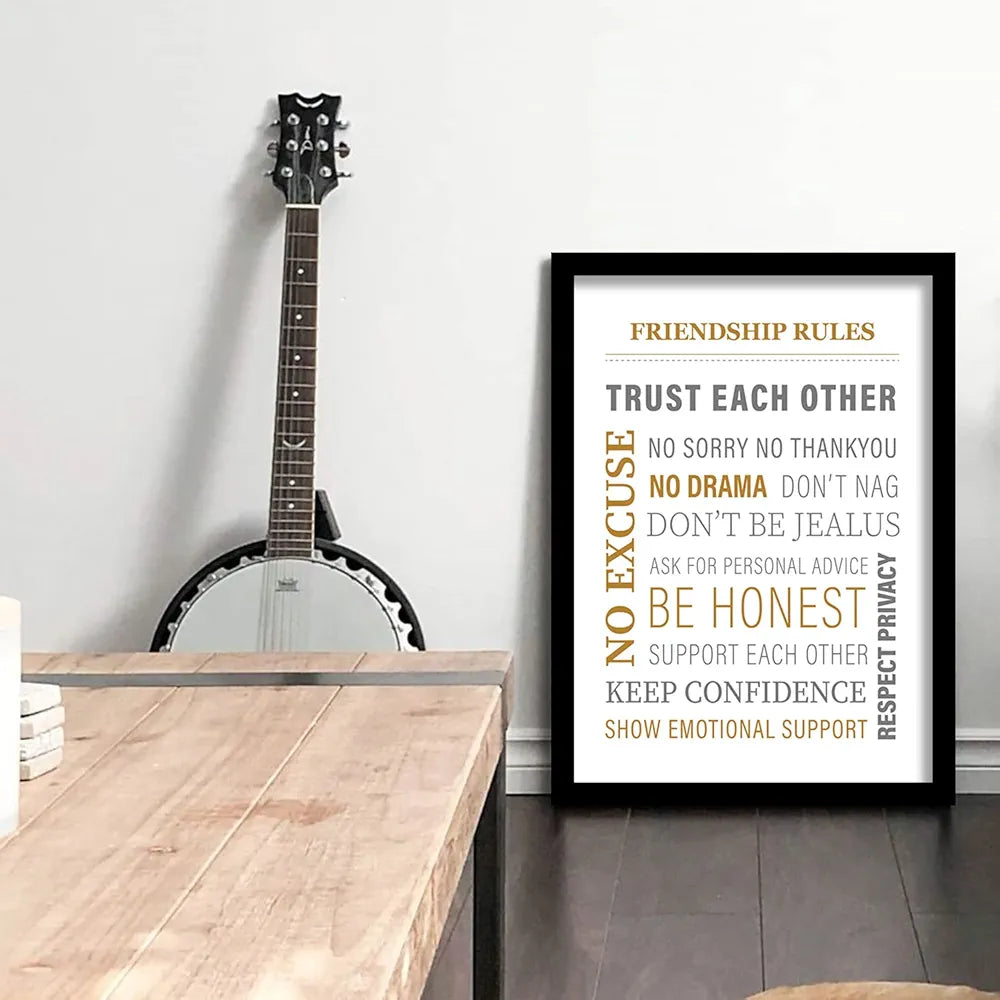 Kotart Friendhip Rules Wall Poster for Room Home Wall Decor Typographic Design