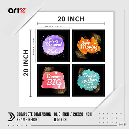 ArtX Paper Motivational Quotes AXJ00137-MOT Keep Moving Wall Art Painting With Frame Set of 4
