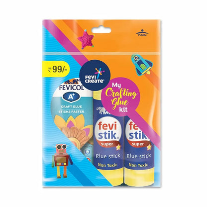 Fevicreate My Crafting Glue Kit for kids age 5 years + for School Projects & Art & Craft needs| Contains Fevicol A+, 2 Fevistiks & Fevicol Glue Drops , Perfect Return Gift for Boys & Girls