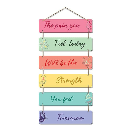 Artvibes Decorative Wall Hanging Wooden Art Decoration Item for Living Room | Quotes Decor Item | Set of 6