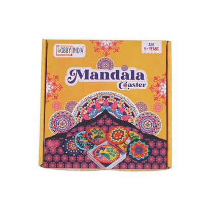 Hobby India Mandala Coaster Diy Painting Kit | Arts & Crafts Set for Kids & Adults (Ages 5+) | Includes Acrylic Paints & Brush